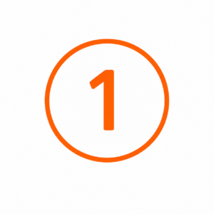 Bold orange circle with number 1