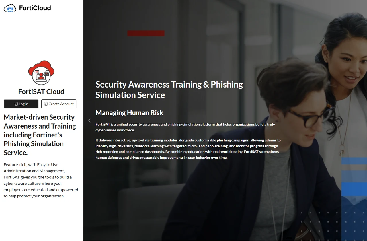 FortiSAT Cloud security awareness training and phishing simulation service